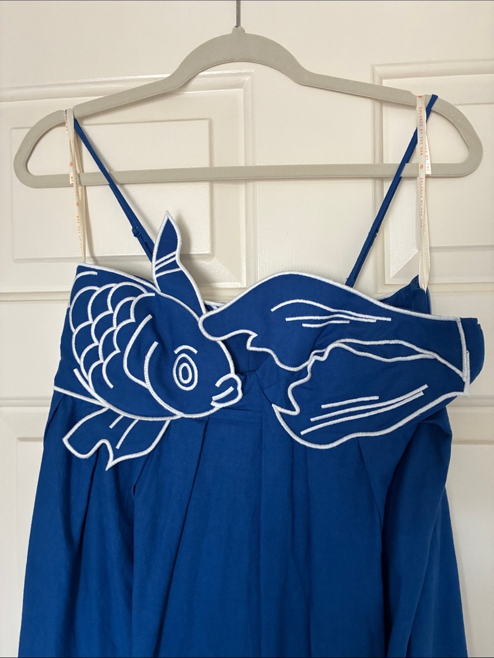 FARM Rio Royal Blue Maxi Dress with White Fish Embroidery - Picture 3 of 10